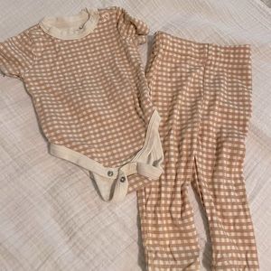 Goumi gingham onesie pant set